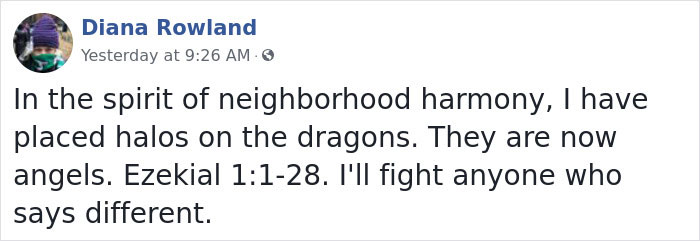Neighbors Are Saying This Woman's Christmas Dragon Decorations Are Inappropriate, So She 'Fixes' It