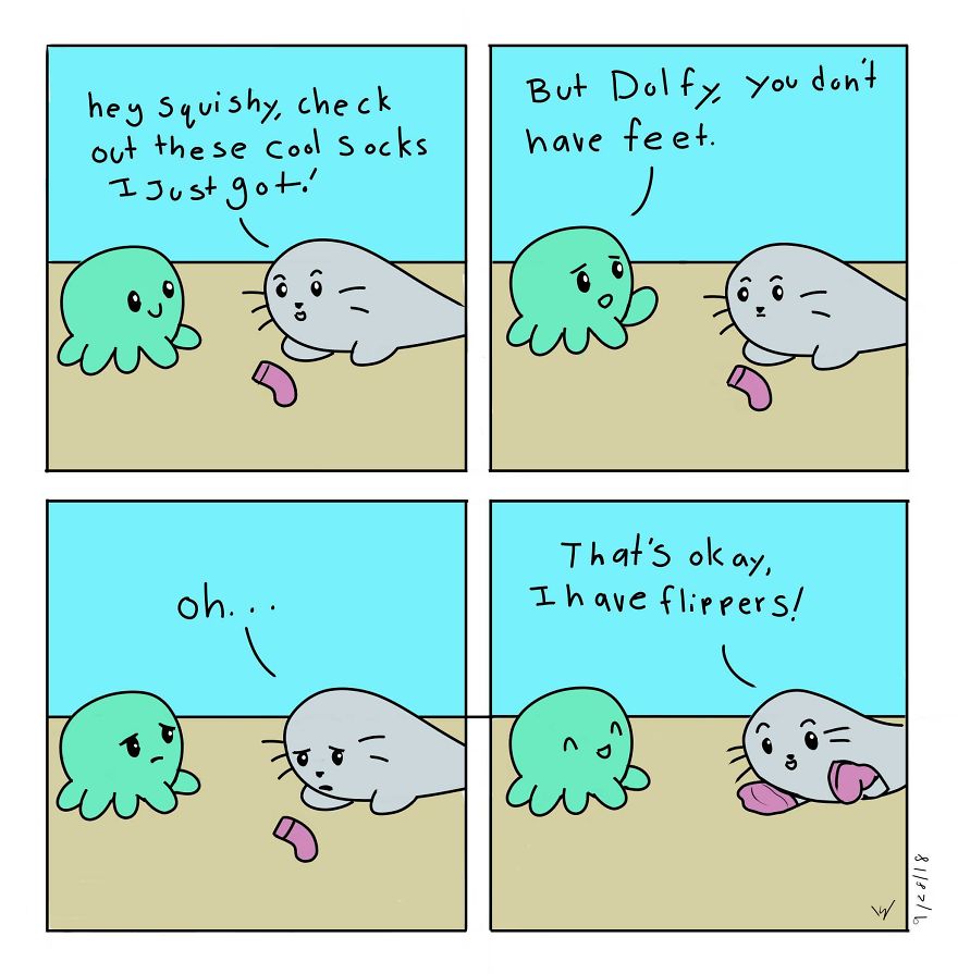 The World Sucks, So I Make Cute Comics About My Baby Harp Seal Plushy To Make It A Bit Better.