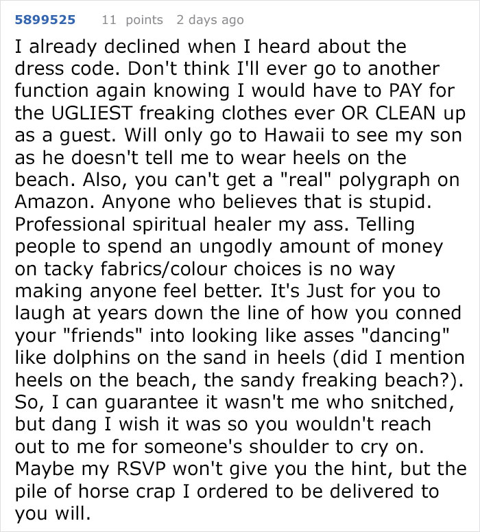 Bride Asks Guests To Dress Based On Their Weight, Completely Loses It When Someone Shames Her On Reddit