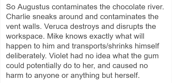 Tumblr User Explains Why Violet Should Have Won In "Willy Wonka & The Chocolate Factory" Tumblr User Explains Why Violet Should Have Won In "Willy Wonka & The Chocolate Factory"