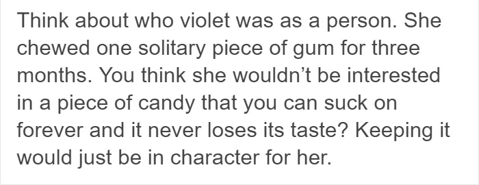 Tumblr User Explains Why Violet Should Have Won In "Willy Wonka & The Chocolate Factory" Tumblr User Explains Why Violet Should Have Won In "Willy Wonka & The Chocolate Factory"