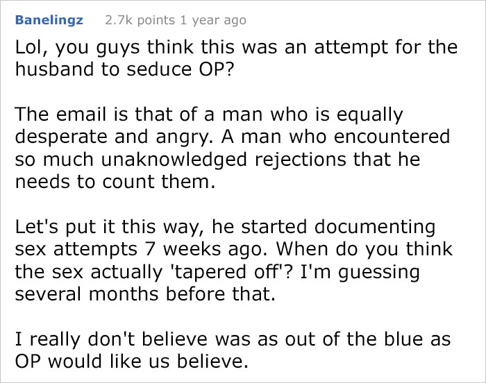 Husband Writes Down Every Time His Wife Refused Him Sex, Sends Her An Email After She Leaves For A Work Trip