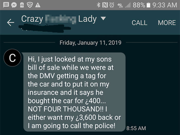 21 Year-Old Son Buys Car, Mom Contacts Seller To Return Money 21 Year-Old Son Buys Car, Mom Contacts Seller To Return Money