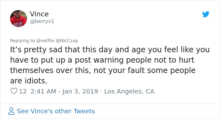 Netflix Warns People To Stop Doing The 'Bird Box Challenge', But Not Everyone Listens Netflix Warns People To Stop Doing The 'Bird Box Challenge', But Not Everyone Listens