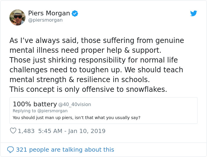 Piers Morgan Blames Celebrities For Making Mental Health Issues ‘Fashionable’, Sophie Turner Teaches Him A Stark Lesson Piers Morgan Blames Celebrities For Making Mental Health Issues ‘Fashionable’, Sophie Turner Teaches Him A Stark Lesson