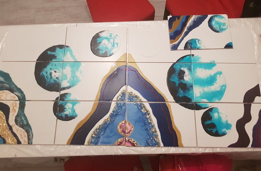 I Created A “Galaxy Shower” By Painting My Plain Bathroom Tiles I Created A “Galaxy Shower” By Painting My Plain Bathroom Tiles