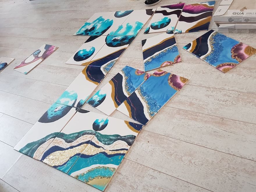 I Created A “Galaxy Shower” By Painting My Plain Bathroom Tiles I Created A “Galaxy Shower” By Painting My Plain Bathroom Tiles