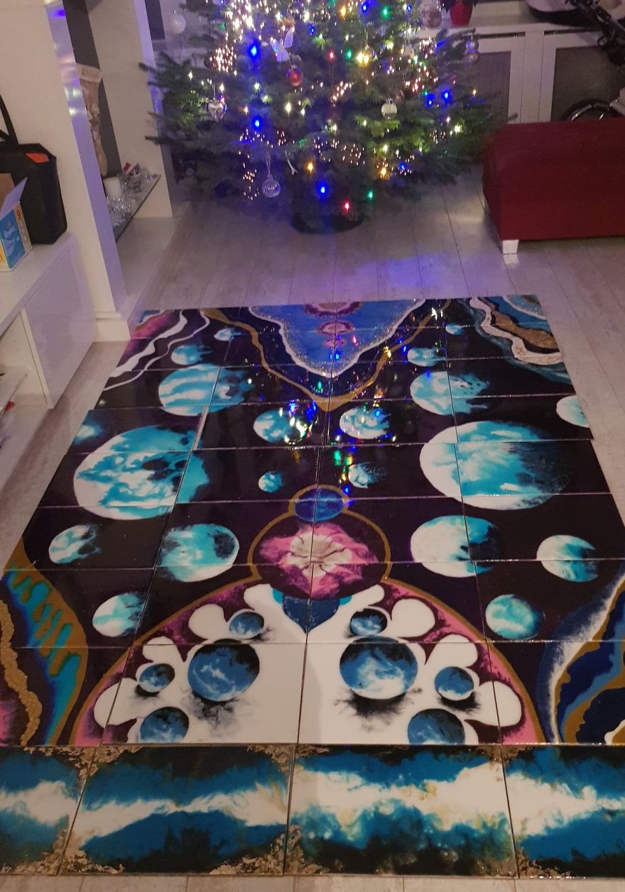 I Created A “Galaxy Shower” By Painting My Plain Bathroom Tiles I Created A “Galaxy Shower” By Painting My Plain Bathroom Tiles