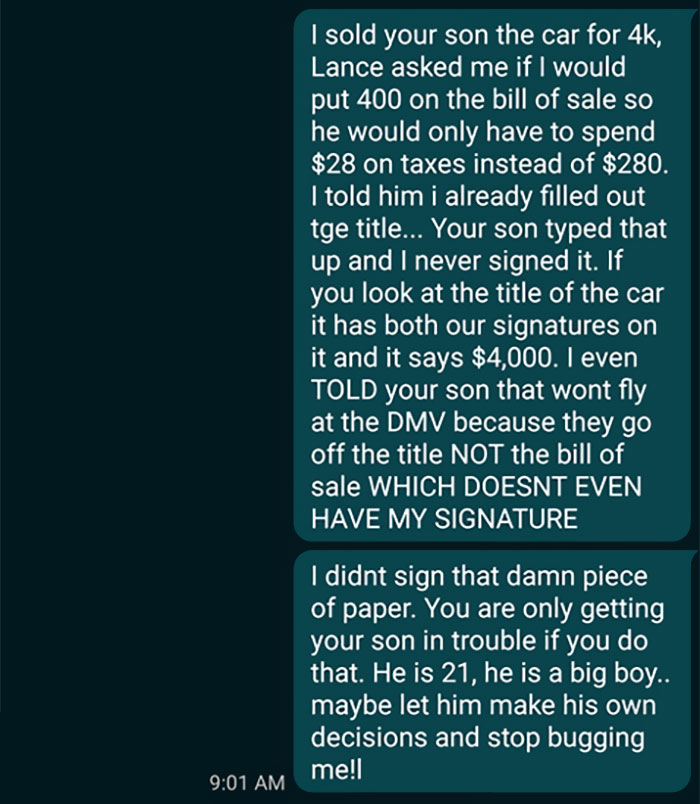 21 Year-Old Son Buys Car, Mom Contacts Seller To Return Money 21 Year-Old Son Buys Car, Mom Contacts Seller To Return Money