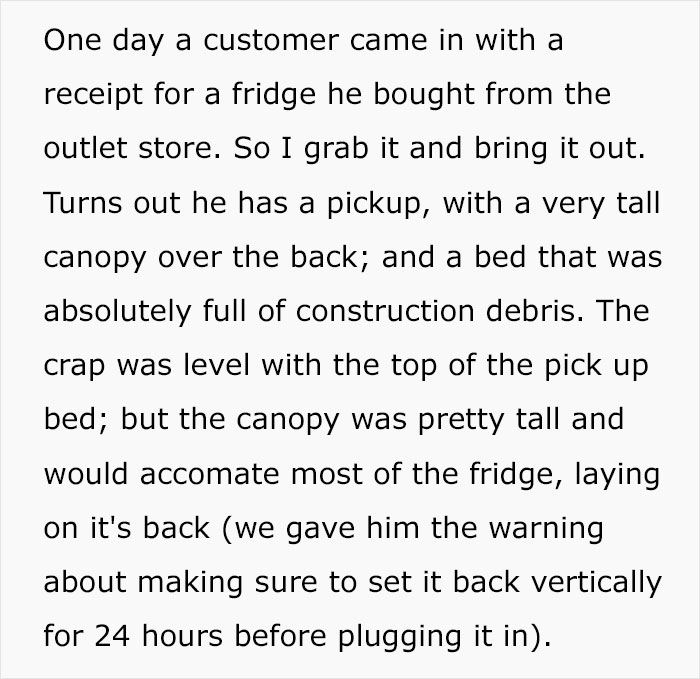 Angry Customer Demands To Tie Up His Fridge With T.V Cable, Sears Employee Lets Physics Teach Him A Lesson Angry Customer Demands To Tie Up His Fridge With T.V Cable, Sears Employee Lets Physics Teach Him A Lesson