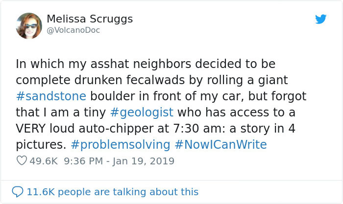 Badass Geologist Gets Revenge On Drunk Neighbour Who Blocks Her Car With Boulder