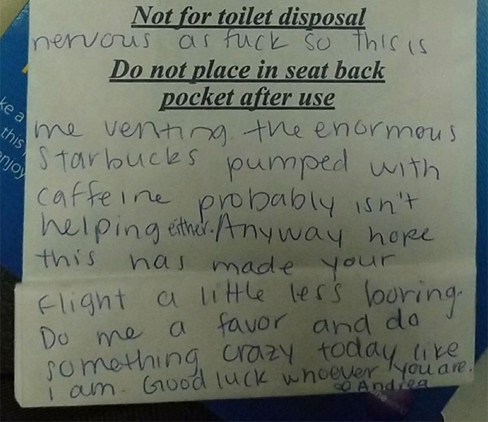 The Internet Is Trying To Find The Person Who Left This Note In An Airplane The Internet Is Trying To Find The Person Who Left This Note In An Airplane