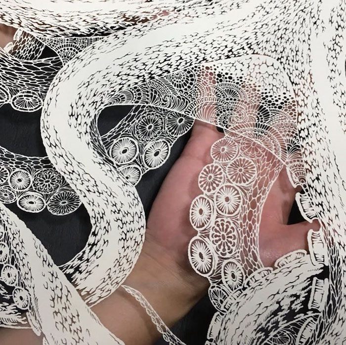 Japanese Artist Hand-Cuts Octopus From A Single Sheet Of Paper, And It&rsquo;s Even More Impressive From Up Close