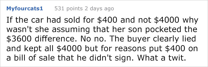 21 Year-Old Son Buys Car, Mom Contacts Seller To Return Money 21 Year-Old Son Buys Car, Mom Contacts Seller To Return Money