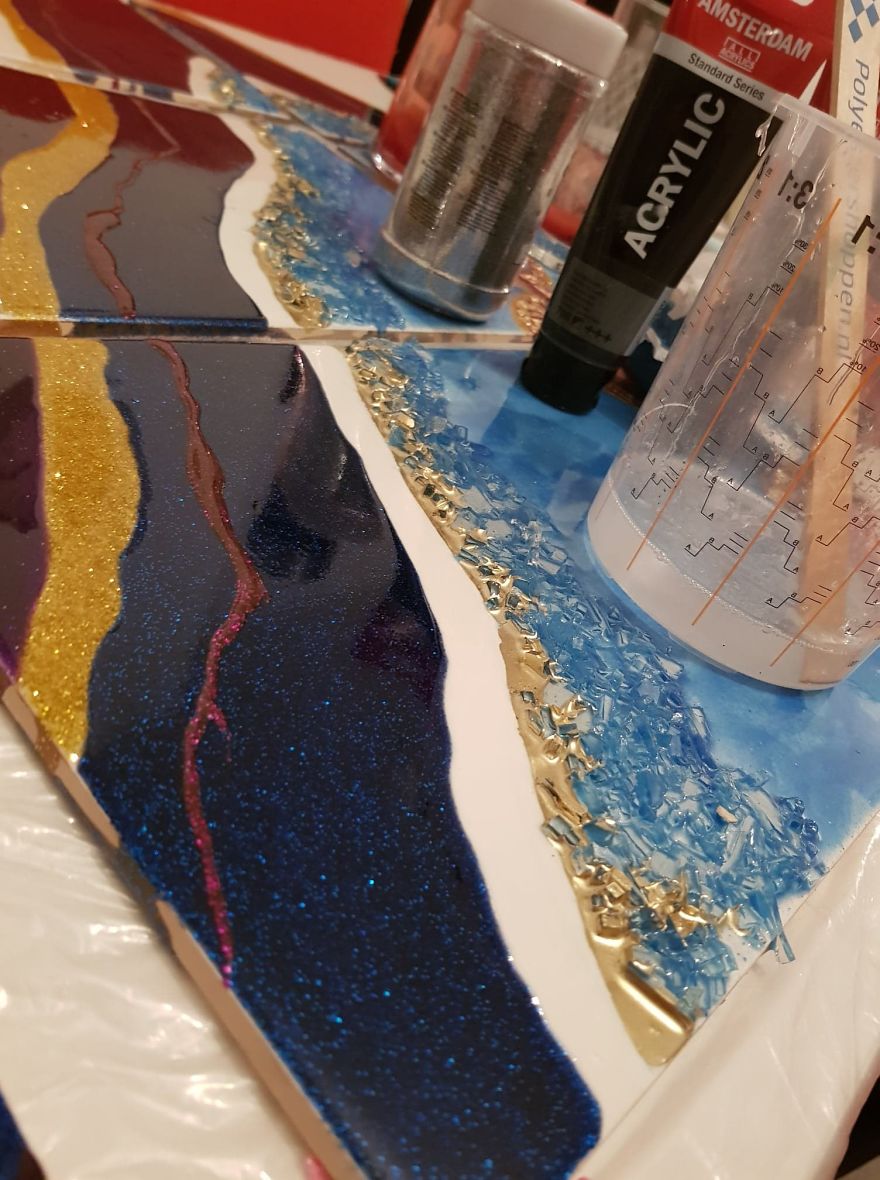 I Created A “Galaxy Shower” By Painting My Plain Bathroom Tiles I Created A “Galaxy Shower” By Painting My Plain Bathroom Tiles