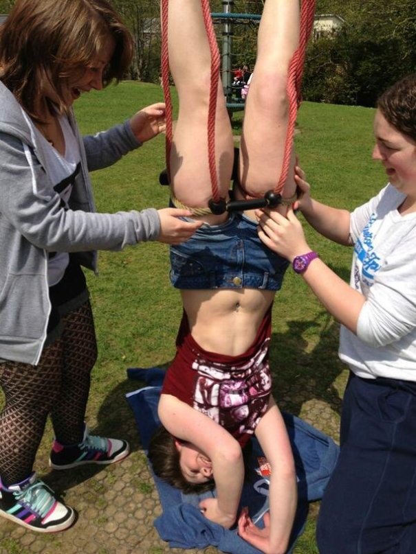 Girl Stuck In Rope Baby Swing