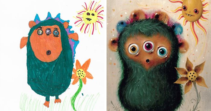 What Happens When Professional Artists Recreate Kids’ Monster Doodles In Their Own Unique Style (New Pics)