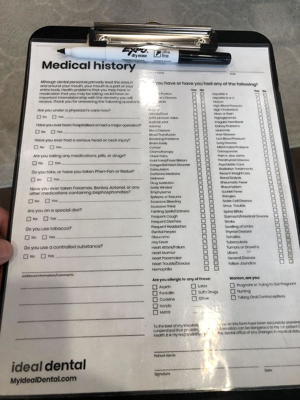 My Dentist Office Uses Dry Erase Markers And Laminates Forms To Avoid Wasting Paper