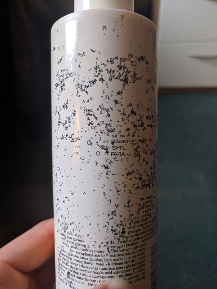All The Letters On My GF's Lotion Bottle Started Falling Off
