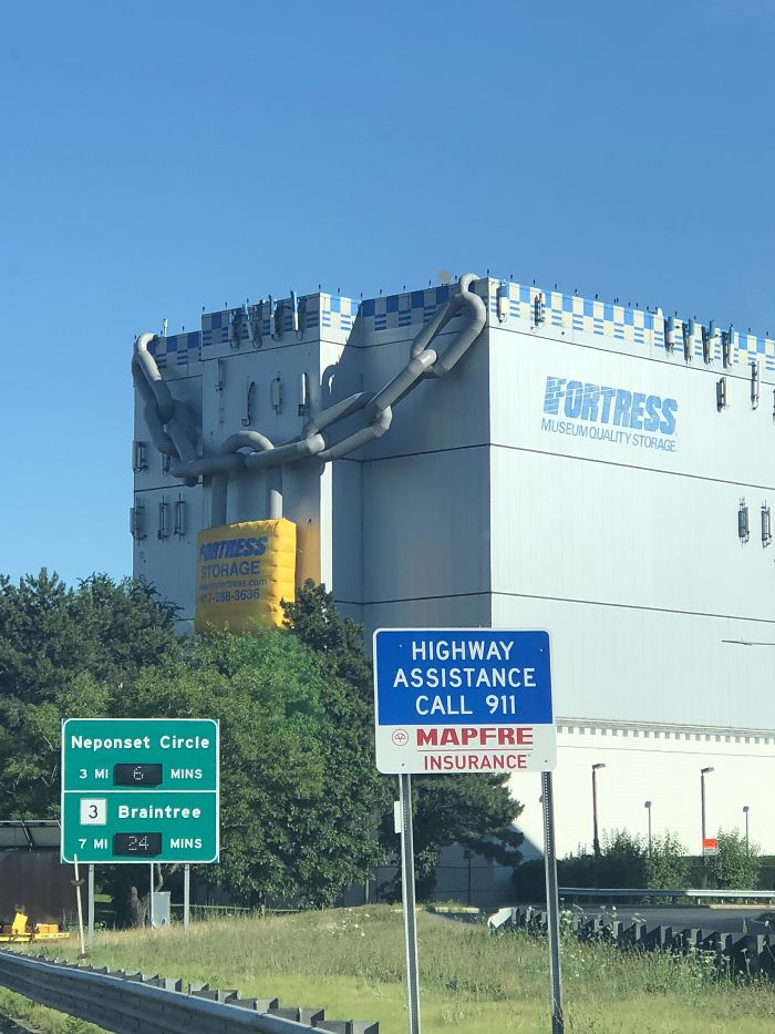 This Inflatable Lock Advertisement On A Storage Building