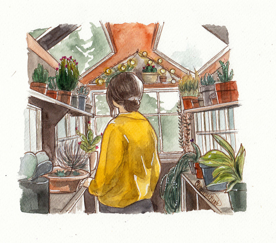 I've Been Illustrating Cute Daily Moments In Watercolour And Ink