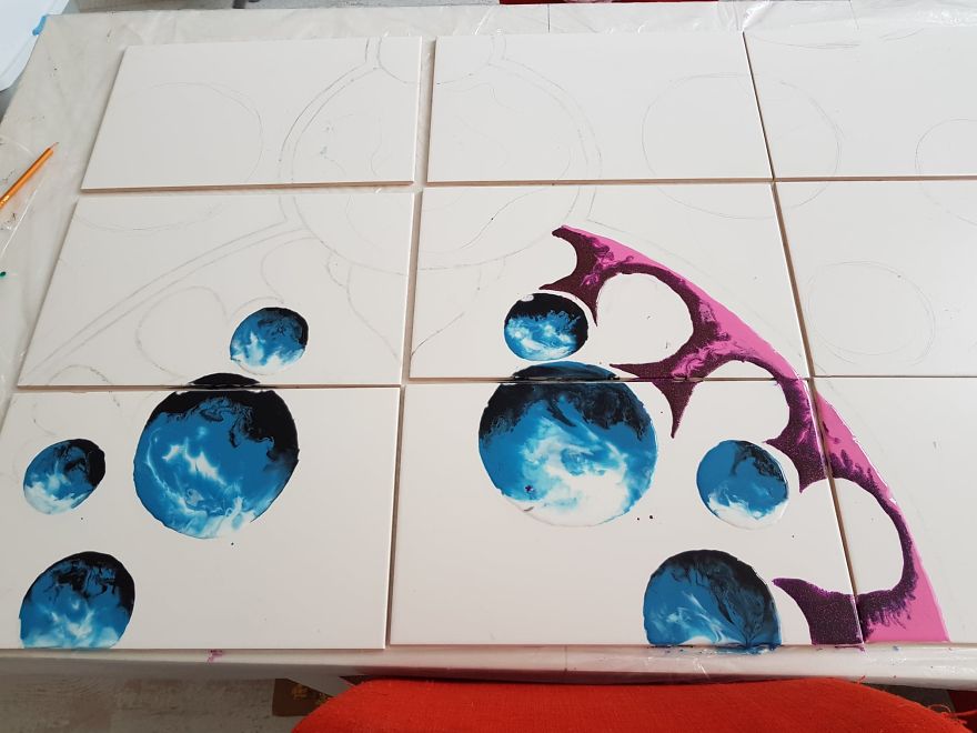 I Created A “Galaxy Shower” By Painting My Plain Bathroom Tiles I Created A “Galaxy Shower” By Painting My Plain Bathroom Tiles