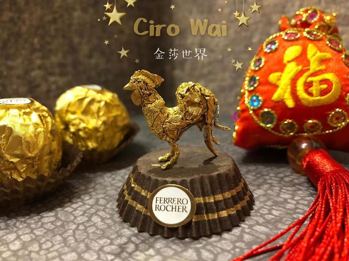 Chinese Makes Incredible Sculptures With Ferrero Rocher's Packaging