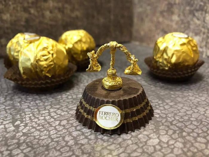 Chinese Makes Incredible Sculptures With Ferrero Rocher's Packaging