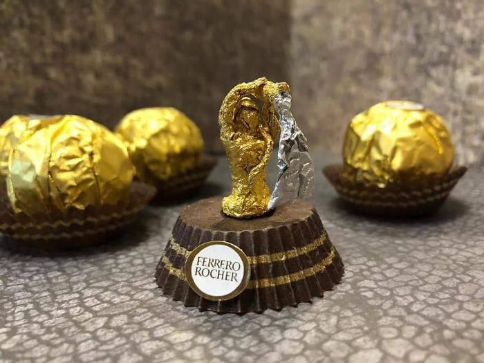 Chinese Makes Incredible Sculptures With Ferrero Rocher's Packaging