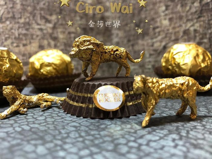 Chinese Makes Incredible Sculptures With Ferrero Rocher's Packaging