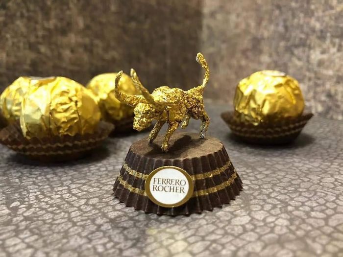 Chinese Makes Incredible Sculptures With Ferrero Rocher's Packaging