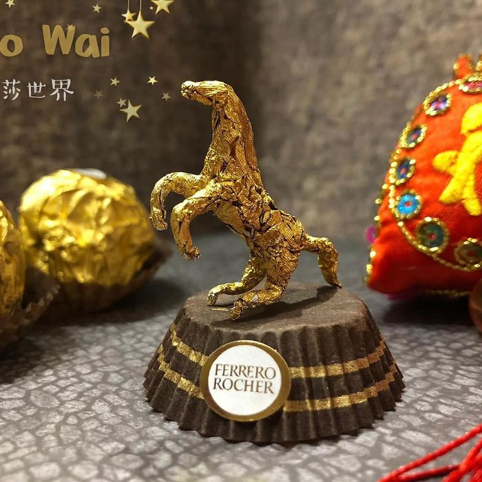 Chinese Makes Incredible Sculptures With Ferrero Rocher's Packaging