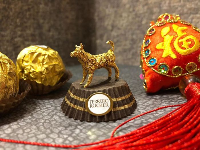 Chinese Makes Incredible Sculptures With Ferrero Rocher's Packaging