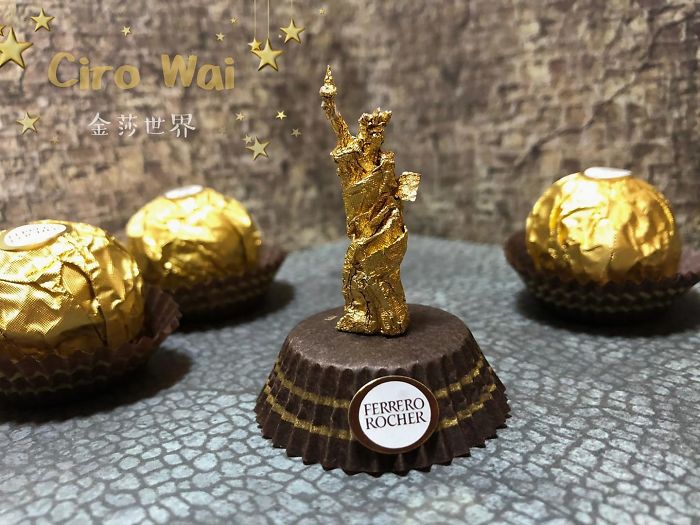 Chinese Makes Incredible Sculptures With Ferrero Rocher's Packaging