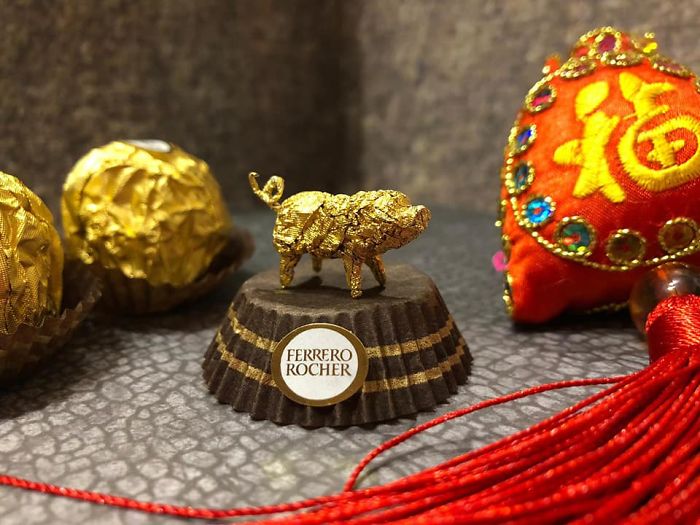 Chinese Makes Incredible Sculptures With Ferrero Rocher's Packaging