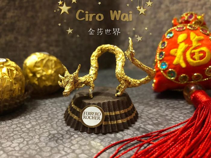 Chinese Makes Incredible Sculptures With Ferrero Rocher's Packaging