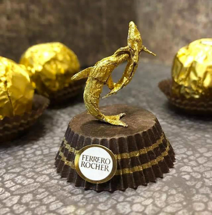 Chinese Makes Incredible Sculptures With Ferrero Rocher's Packaging