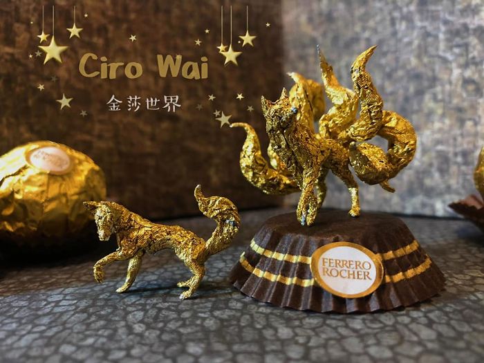 Chinese Makes Incredible Sculptures With Ferrero Rocher's Packaging