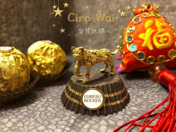 Chinese Makes Incredible Sculptures With Ferrero Rocher's Packaging