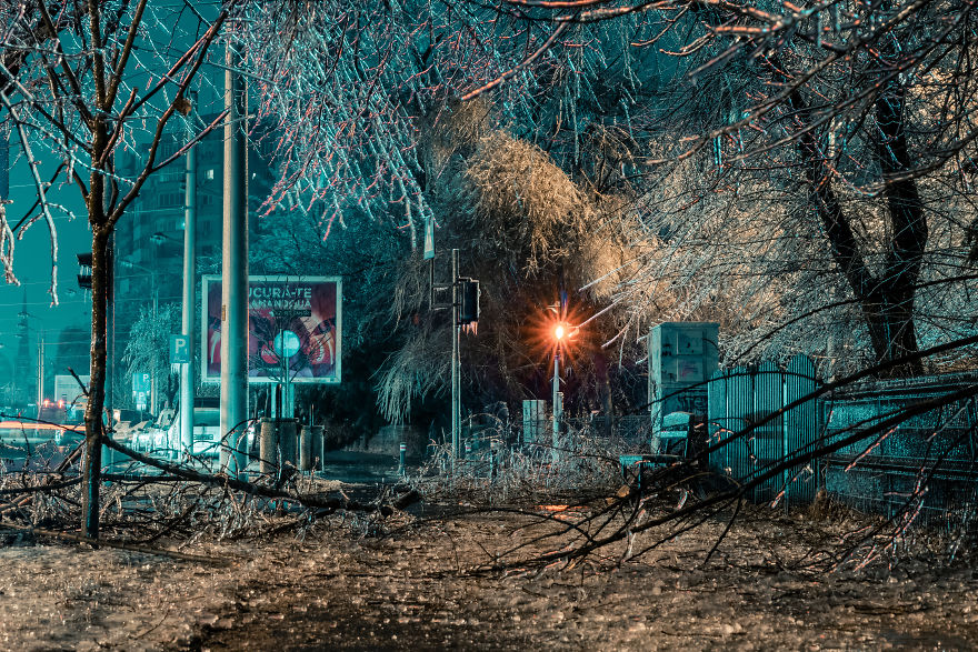I Woke Up After A Night Of Freezing Rain To Find The Whole City Of Bucharest, Romania, Frozen And Damaged