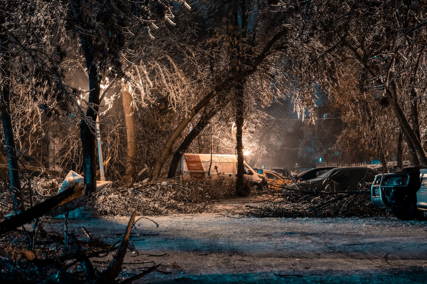 I Woke Up After A Night Of Freezing Rain To Find The Whole City Of Bucharest, Romania, Frozen And Damaged