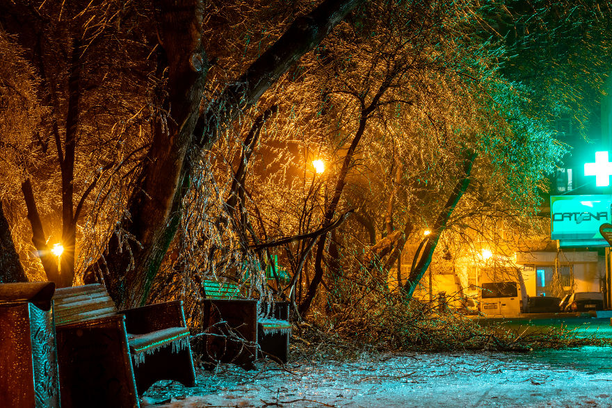 I Woke Up After A Night Of Freezing Rain To Find The Whole City Of Bucharest, Romania, Frozen And Damaged