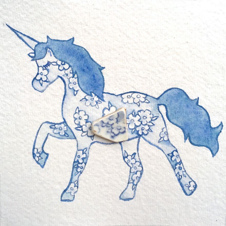 I Find Surf-Tumbled Pottery Shards On The Beach And Make Them Into Unique Pieces Of Artwork I Find Surf-Tumbled Pottery Shards On The Beach And Make Them Into Unique Pieces Of Artwork