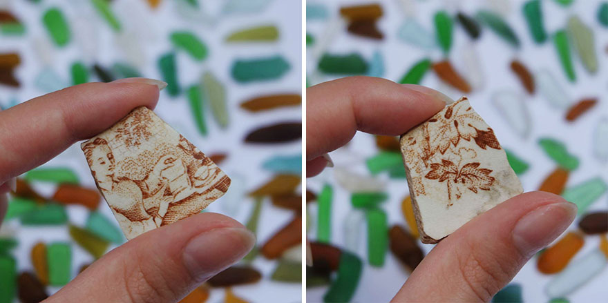 Two Sided Sea Pottery Piece