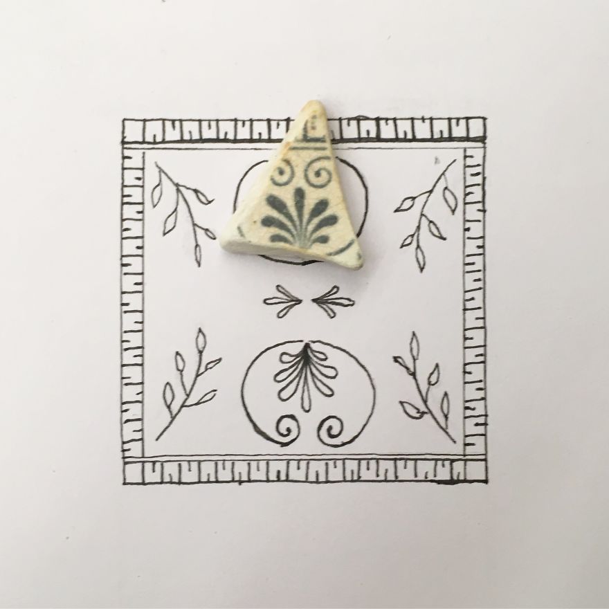 I Find Surf-Tumbled Pottery Shards On The Beach And Make Them Into Unique Pieces Of Artwork I Find Surf-Tumbled Pottery Shards On The Beach And Make Them Into Unique Pieces Of Artwork