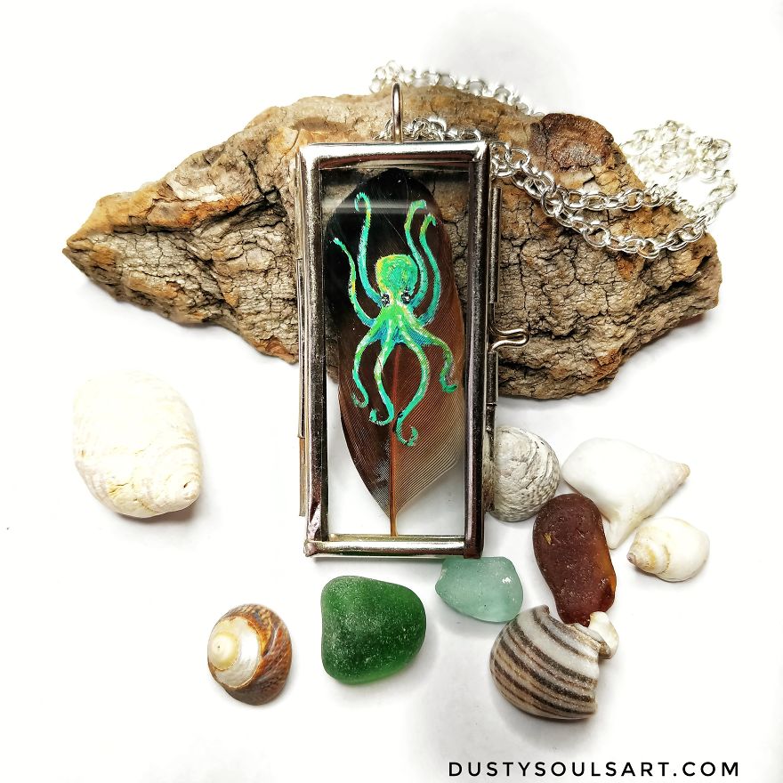 Octopus On Magpie Glass Locket