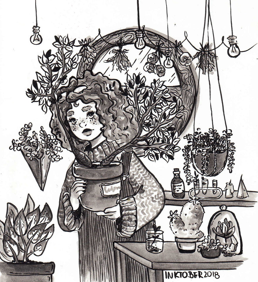 Here Is A Collection Of Plant Loving Witches That I Illustrated