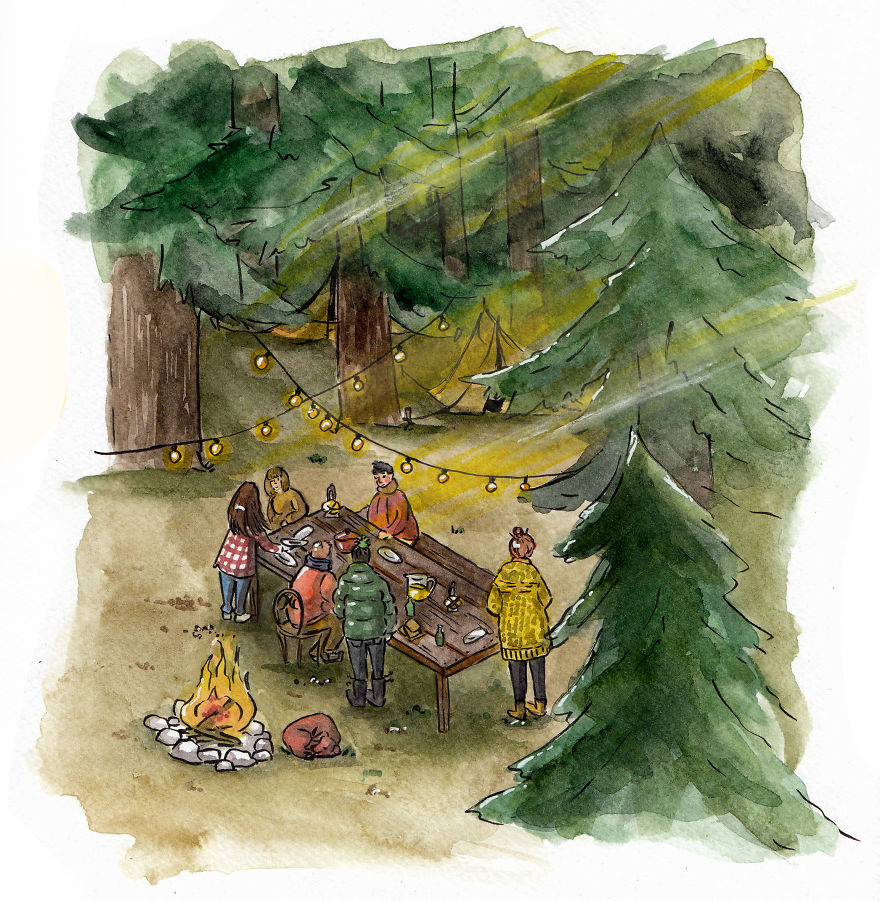 I've Been Illustrating Cute Daily Moments In Watercolour And Ink