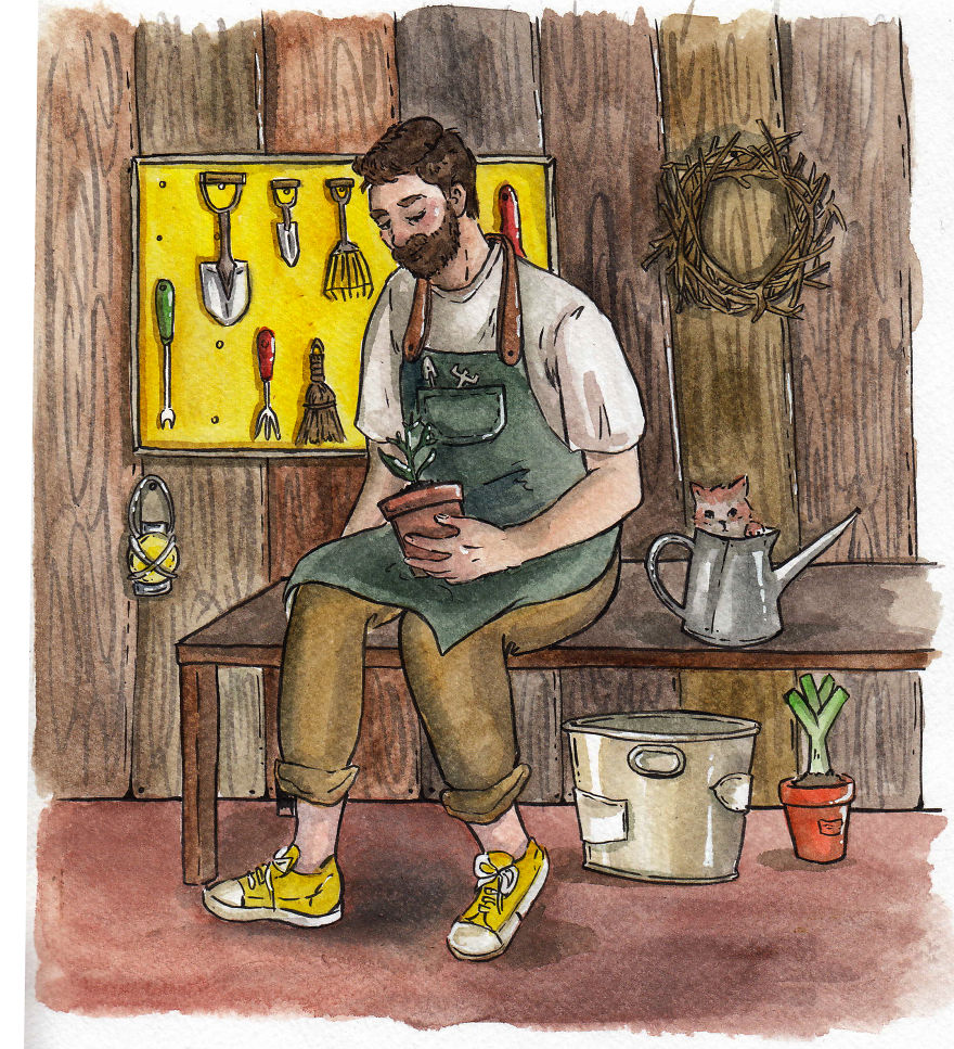 I've Been Illustrating Cute Daily Moments In Watercolour And Ink