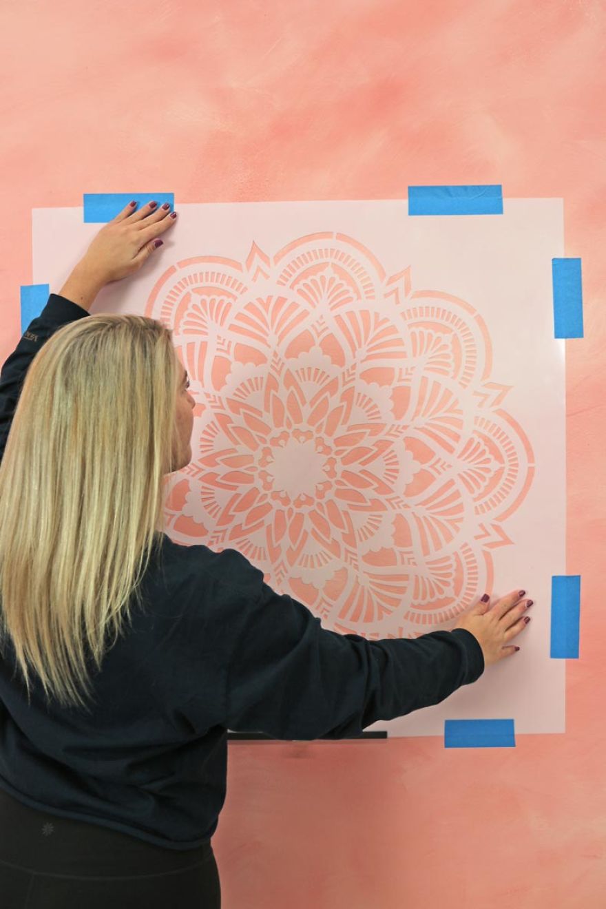 Easy Colorwash Accent Wall With Mandala Stencils Easy Colorwash Accent Wall With Mandala Stencils